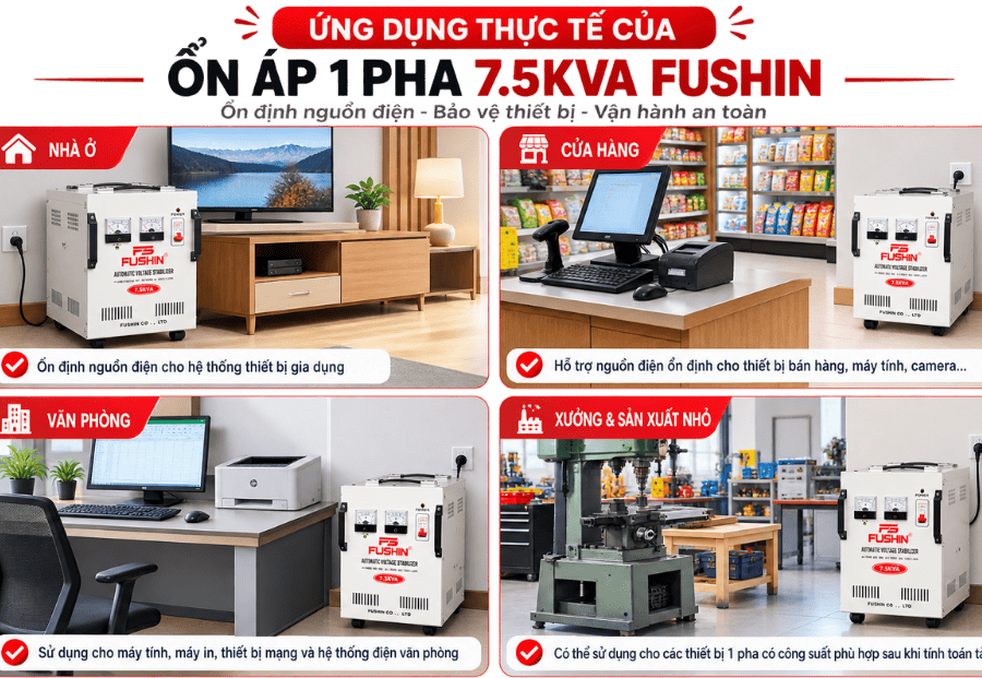 Ứng dụng ổn áp 1Pha 7.5KVA 