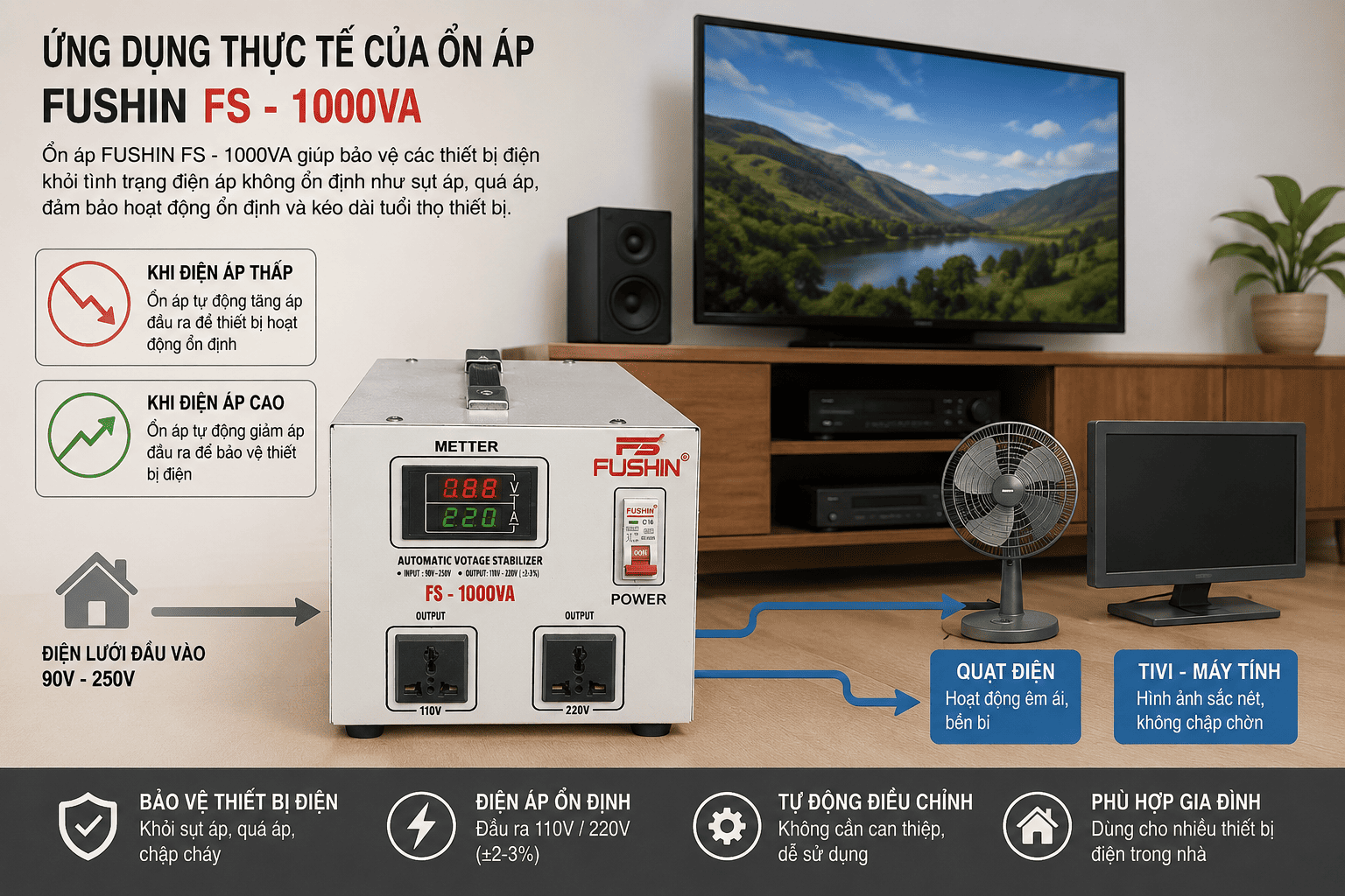 Ung dung on ap 1Pha 1KVA dai 90V