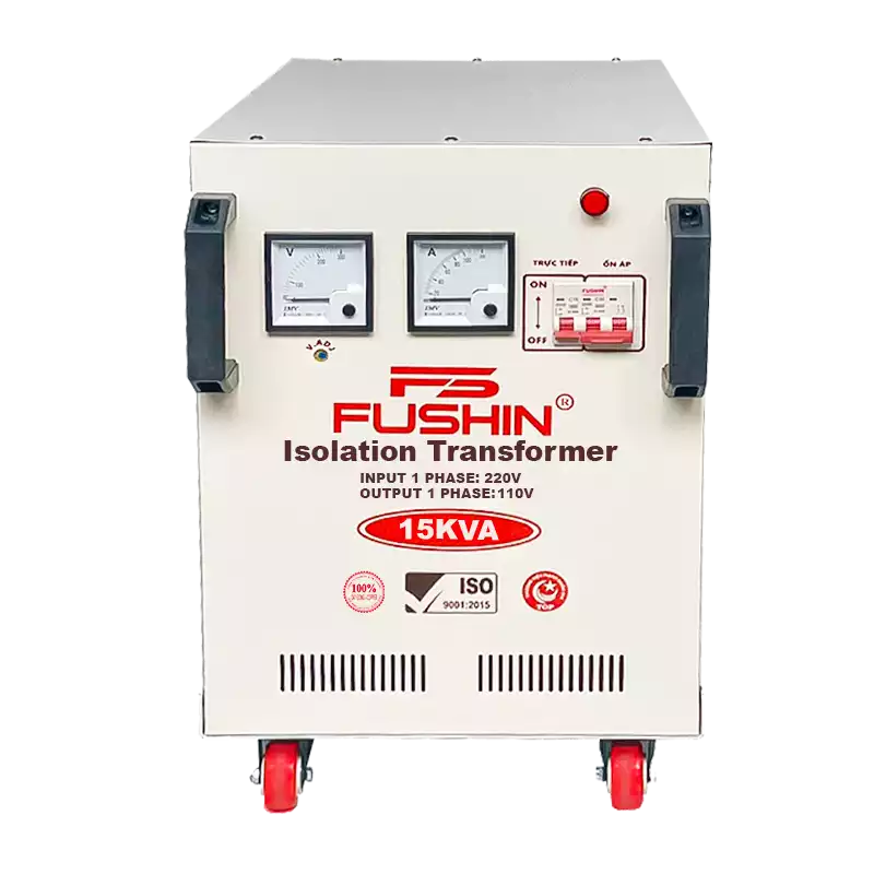 Biến Áp Cách Ly 1 Pha 15KVA FUSHIN Vào 220V Ra 100V-110V Dây Đồng - Hình 1