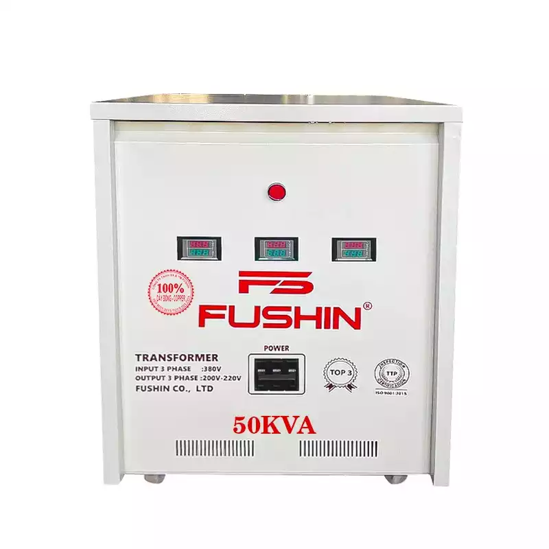 Biến Áp Tự Ngẫu 3 Pha 50KVA FUSHIN Vào 380V Ra 200V-220V Dây Đồng - Hình 1
